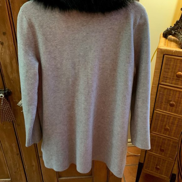 Tristan, Cardigan, Jacket, with faux fur collar, Snap buttons, Size L/M. Grey. - Picture 9 of 12